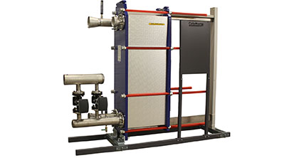 Wide
  shot of the side of the Maxi Cooling cooling system with a few visible pipes
  and a cooling unit.